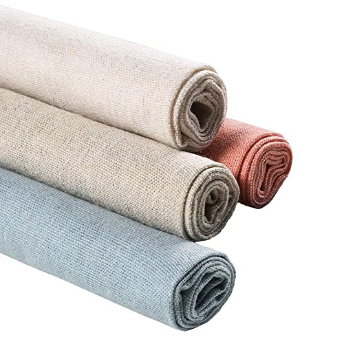 Tissu en lin naturel - 4 pièces - 50,8 cm - Pour confection de vêtements et rideaux de mariage, décoration de maison, patchwork, tapisserie, ornement de pot de fleurs et nappe, 4 couleurs