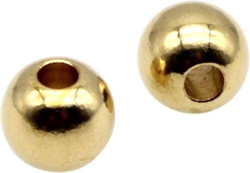 Miniatura 1 de FDXGYH 100 cuentas redondas de latón de 0.236in para manualidades, accesorios de joyería (dorado)