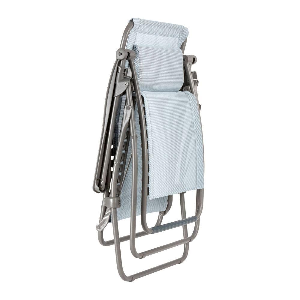 Lafuma MOBILIER - Fauteuil Relax Zéro Gravité RSXA Clip - Chaise Longue Pliante Terrasse et Jardin - Toile Batyline Résistante - Transat Multiposition, Tout Confort, Fabriqué en France - Bleu Ciel