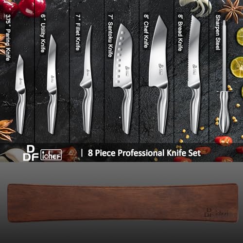 DDF iohEF Knife Set with Knife Strip, 8 Piece Professional Kitchen Knife Set, Japanese High Carbon Stainless Steel Chef Knives Set with Magnetic Knife Holder for Wall - Image 4
