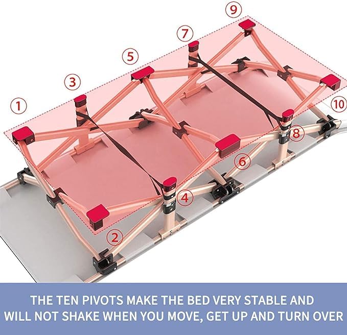 Image of Folding Fishing Bed Chair, Foldable Camping Beds with Right-Angle Non-Slip Feet, Portable Camping Bed that Can Lie Flat, Outdoor Beach Sunbathing