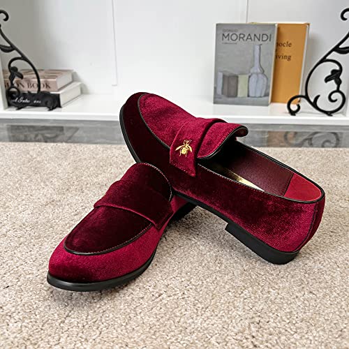 Image of FLQL Men's Luxury Penny Loafer Slip-On Velvet Shoes Party Dancing Shoes Suede Wedding Shoes Plus Size 7-13