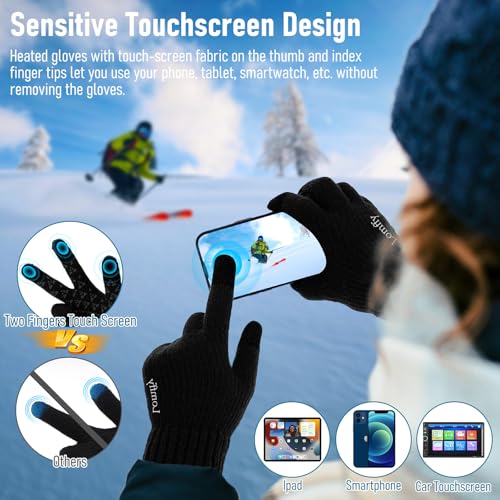Lomffy USB Beheizte Handschuhe Fäustlinge für Herren Damen, Heiz-Handschuhe Vollfinger Beheizte Beheizbare Handschuhes Beidseitige Beheizung Winterhandschuhe Handwärmer für Radfahren Ski Bergsteigen
