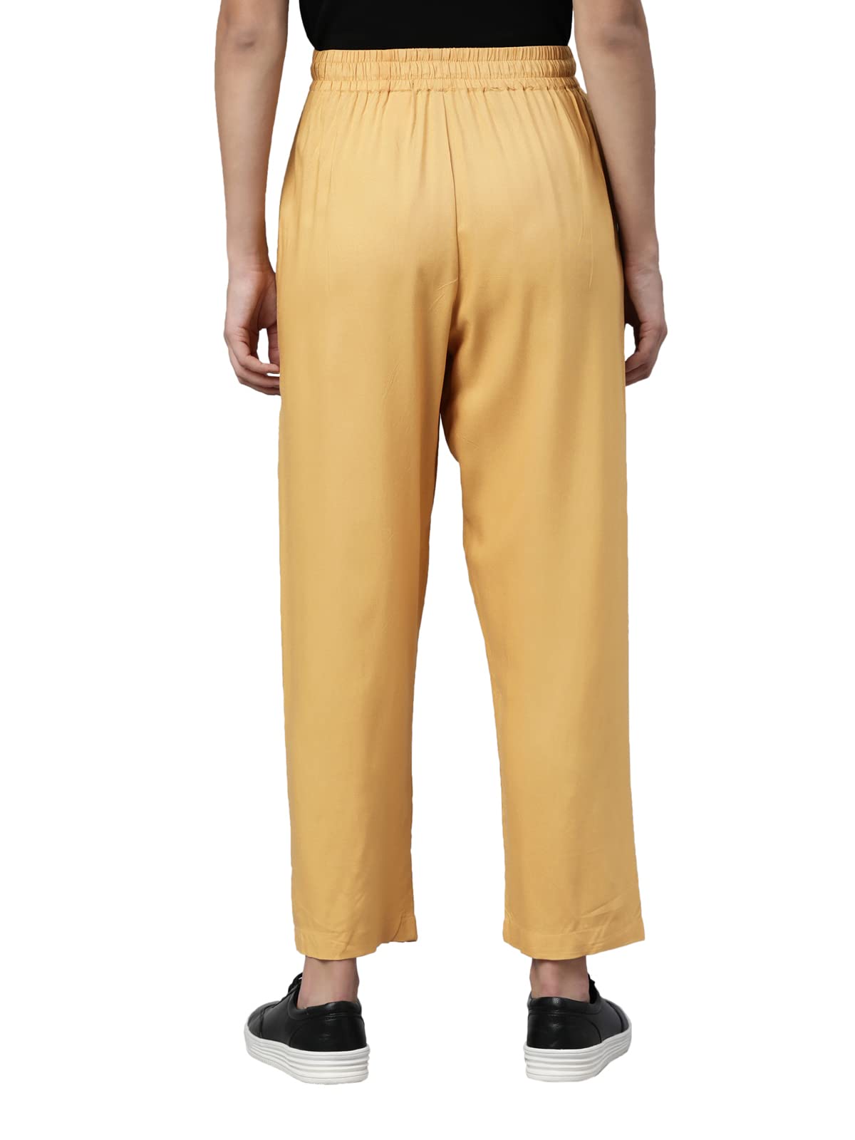 TWIN BIRDS Women Regular Fit High Rise Caramel Custard Beige Coloured Viscose Fabric Casual Kurti Pant with Functional Pocket - (3XL) - Image 4 thumbnail