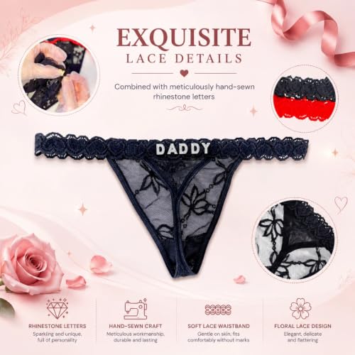 Image of UIASKOWP Personalized Thong With Special Word Funny Custom Underwear Thong Low Rise Sexy G-String for Women