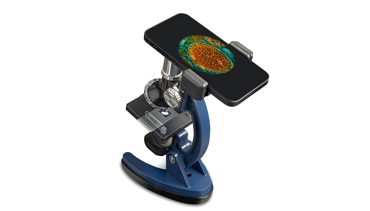 KONUS | KONUSCIENCE-2 Microscopio con Zoom fino a 1200x con Accessori - Vetrini, Coprivetrini, Fiale di Raccolta Campioni, Adattatore per Smartphone