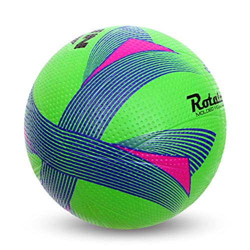 Image of Nivia Storm Football, Size 5 (Yellow) Rotator Moulded Rubber Volleyball, Adult Size 4 (Green) Combo