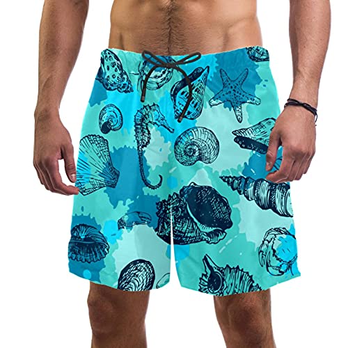 Short de bain homme motif conque étoile de mer multicolore XL