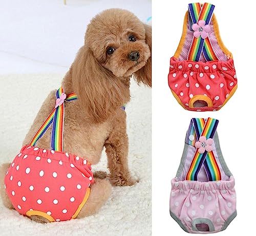 Oyccen 2 Piezas de Pantalones Tirantes para Pequeño Perros Puntos Higiene Pantalones Pañales Fisiológicos Menstruales Bragas para Perras