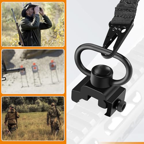 Two Point Rifle Sling, Extra Long 2 Point Sling, Traditional Gun Sling with 2 Pack Picatinny QD Sling Swivel Mounts & with Adjustable Shoulder Strap & Larger Metal Hook (with 2Pcs 360° Swivel Mounts) - Thumbnail 7