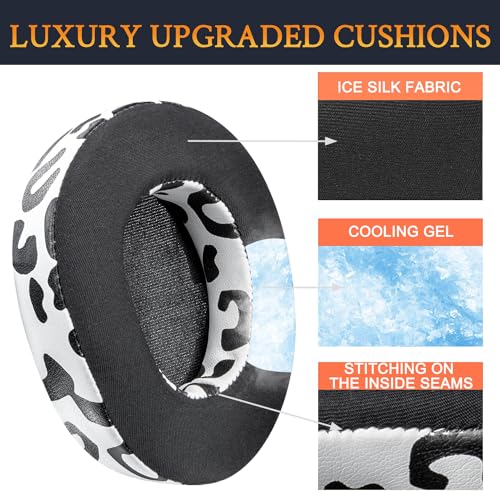 Image of SOULWIT Cooling-Gel Replacement Earpads for Steelseries Arctis Nova Pro Wireless /Arctis Nova Elite Headphones, Ear Pads Cushions with High-Density Noise Isolation Foam, Added Thickness - Snow Leopard