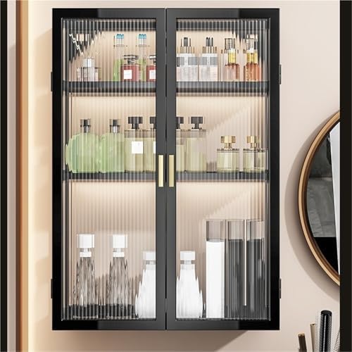 Wall Mounted Storage Cabinet - 3-Tier Space-Saving Organizer with Door for Kitchen & Bathroom, Non-Perforated Design, Stylish White Finish, Durable & Functional Storage Solution