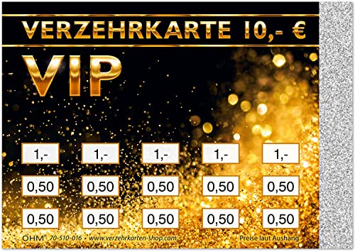250 Verzehrkarten mit Kopierschutz durch Hologrammstreifen, DIN A7, Gesamtwert 10 Euro pro Karte, für Vereine, Gastronomie, etc., bargeldloses Bezahlen
