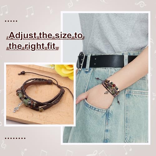 Fairy Grunge Bracelets, Stackable Leather Music Bracelet Braided Beaded Bracelet Handmade Beaded Bracelets Grunge Jewelry Aesthetic Fairycore Grunge Accessories for Women4