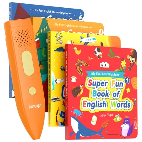 KOKODI Talking Pen Books Sets, Autism Sensory Games, Interactive Audio Sound Books Kids Learning Electronic Toys for Toddlers Kids, Early Educational Gifts Birthday Gifts for Boys Girls Age 2 3 4 5