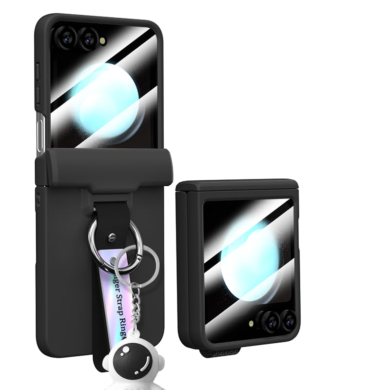 Coque Samsung Z Flip 6 antichoc avec anneau support et vitre de protection écran avant noire