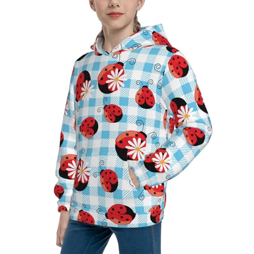 Flowers and Lady Bugs Kid Hoodies Boys Sweatshirts Girls Pullover with Pocket2
