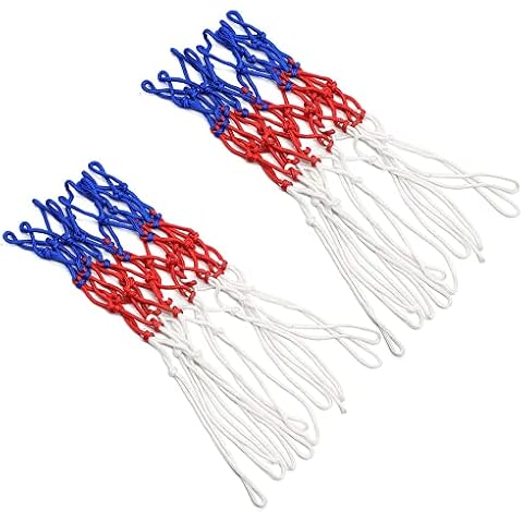 YunBey 2 Pcs Basketball Net Basket Ball Hoop Nets Heavy Duty Basketball Net Netball Hoop Wall Mounted for Standard Indoor and Outdoor Rims, 12 Loops-Frameless Cover