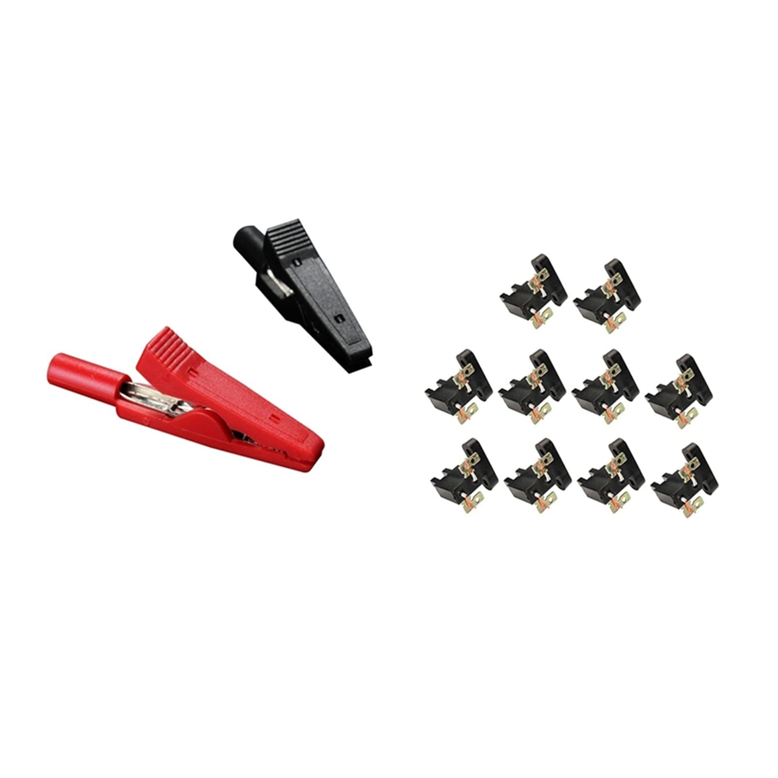 2 uds. Sonda de Prueba de Abrazadera de Conector de Clip de cocodrilo Aislado Rojo + Negro con 10 Uds. De Cepillo de carbón Universal