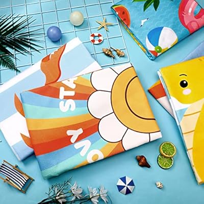 Buryeah 10 Pcs Beach Towels for Kids 30 x 60 Inch Quick Dry Absorbent Beach Blanket Seahorse Dolphin Turtle Crab Jellyfish Flamingo Pineapple Sunflower Towel for Sports Pool Picnic Camping Travel Swim 51ynLGTDG9L. SS400