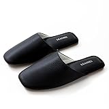 Hyfant Top Grain Leather Slippers Women 10.5-11 Genuine Leather Slippers Scuff Slippers With Latex Pad for Women Minimalist Mules House Slip-on Shoes for Office Home Bedroom Living Room Guests Visitor