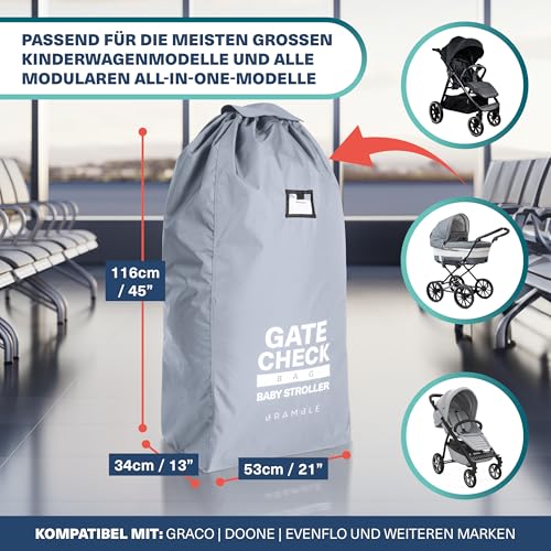 Bramble – Große Kinderwagen-Taschenabdeckung fürs Flugzeug – Kinderwagen- und Buggy-Tasche für Flugreisen – Wasserabweisende Schutztransporttasche für die Buggy-Gate-Kontrolle (Grau)