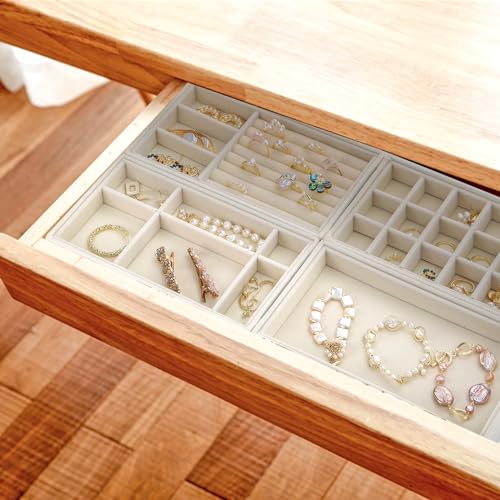 Elsjoy Set of 8 Velvet Jewelry Tray, Drawer Insert Divided Storage Holder Stackable Jewelry Organizer, Necklace Bracelet Display Tray for Christmas4