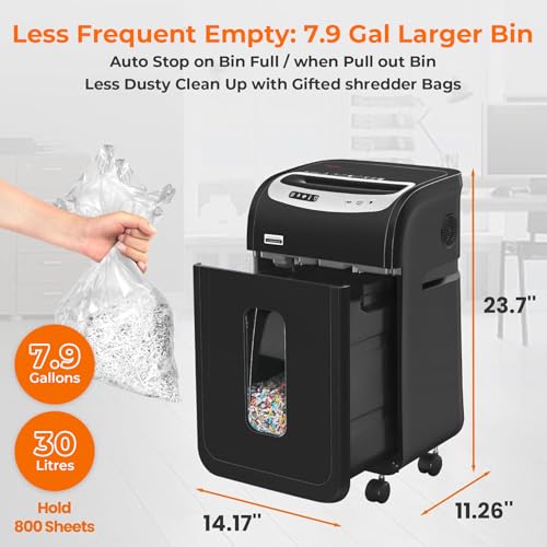 VidaTeco Paper Shredder for Home Office Heavy Duty with 60 Mins Running with US Patented Cutter,Shred CD/Card with Extra Large Bin,AUTO Jam Proof(ETL) (18-Sheet Micro Cut) - Image 6