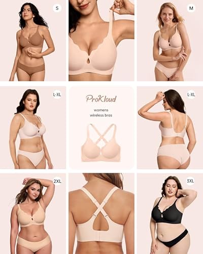 ProKloud Wireless Bras for Women Wave Push Up No Underwire Bralettes Seamless Full Coverage Support Lift Everyday Bra Skin - Image 5