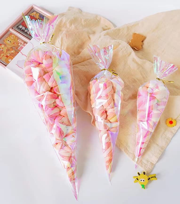 Bolsas De Celofán BOFUNX 50 Unidades - Transparentes Con Dibujos De Pascua, 27x12.5 Cm - Para Dulces Regalos