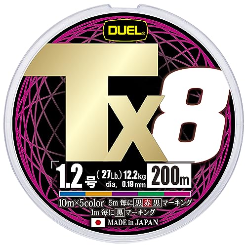 DUEL (デュエル) PEライン 釣り糸 Tx8【 ライン 釣りライン 釣具 高強度 高感度 強さ長持ち】1.2号200m5COLOR 5色マーキング