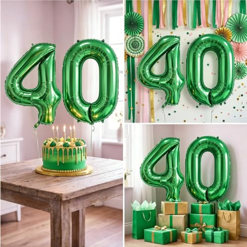 Image of Number Balloons Green Party Balloon - Giant Number 40 Balloon, 40 Inch Large Balloon for St. Patrick's Day Games Theme Birthday Decoration, Girls Boys Party Supplies