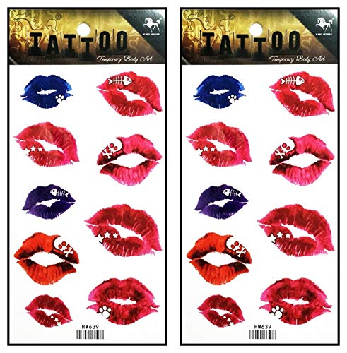 Tattoos 2 Sheets Biting Lips Lipstick Cosmetic Women Kiss Me Lips Temporary Tattoos Stickers Fake Body Arm Chest Shoulder Tattoos For Teens Men Women #TOP16