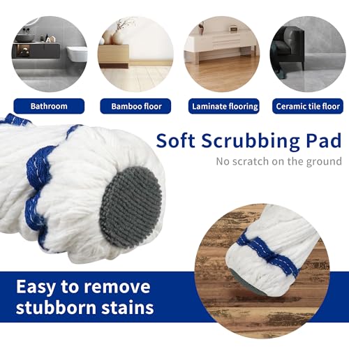 Self-Wringing Twist Mop with Long Handle for Dry & Wet Cleaning in Home and Office