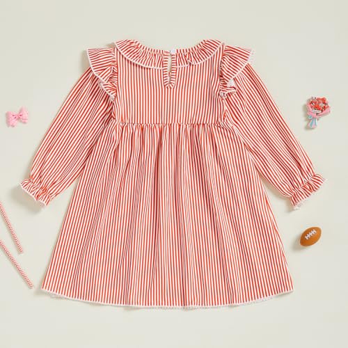 Toddler Girl Football Outfit Football Bow Embroidery Plaid Print Ruffle Collar Long Sleeve Smocked Dress Kids Fall Clothes3