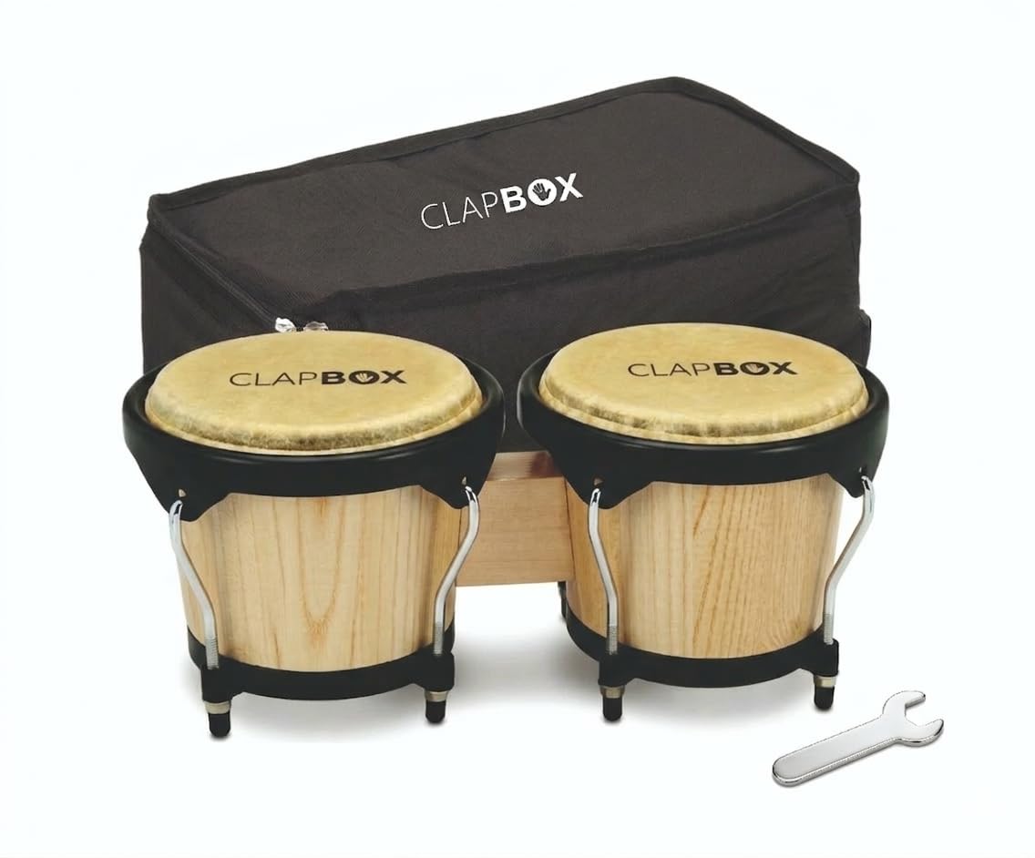 Clapbox Bongo ZHB-1080 (6''+7'') with Padded Bag and Tuning Key, Natural Colour-image-19