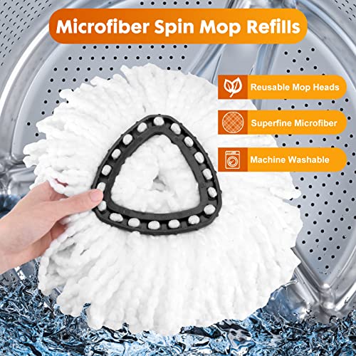 6 Pack Mop Replacement Head - Crthl Mop Replacement Heads Compatible With Spin Mop, Microfiber Spin Mop Refills, Easy Cleaning Spin Mop Head Replacement, Mops Head For Floor Cleaning (6 Pack, White) #TOP6