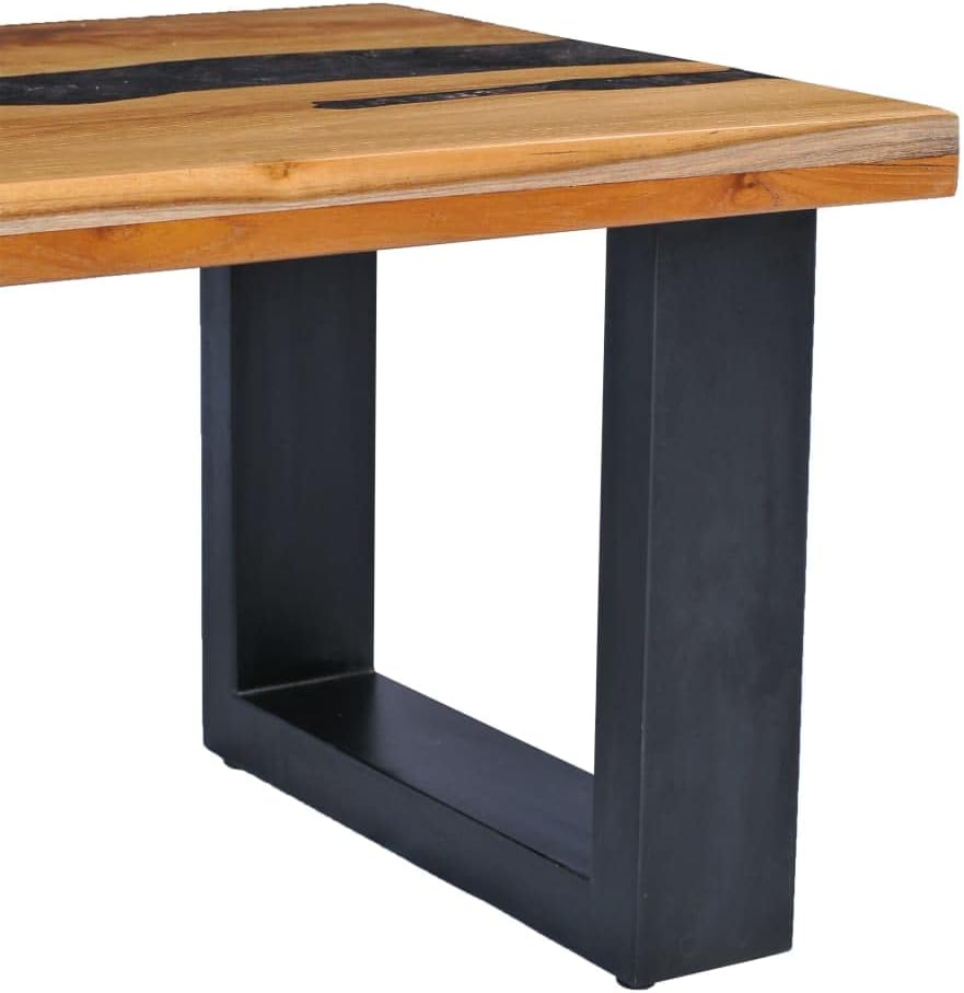 vidaXL Coffee Table Multicolor Teak Wood, Mango Wood, Polyresin