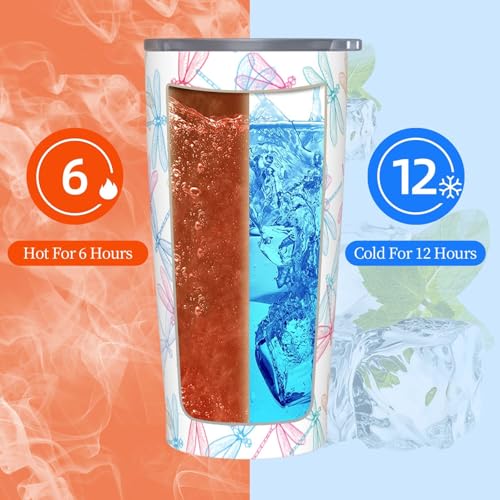 CHASOEA Dragonfly 20oz Insulated Tumbler with Lid and Straw