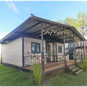 20FT Prefabricated Mobile Tiny Home Expandable Foldable Container House to Live in for Adults Mobile Luxury Modular 2 Bedroom Portable House Portable Villa Cabin Kit with Kitchen Bathroom for Backyard