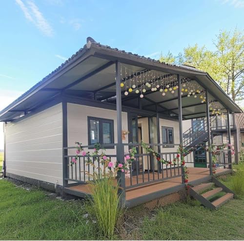 20FT Prefabricated Mobile Tiny Home Expandable Foldable Container House to Live in for Adults Mobile Luxury Modular 2 Bedroom Portable House Portable Villa Cabin Kit with Kitchen Bathroom for Backyard