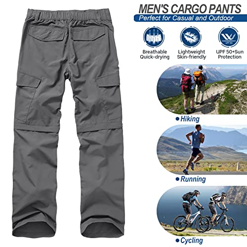 Linlon Mens Hiking Pants Convertible Quick Dry Zip Off Upf Lightweight Fishing Travel Camping Safari Pants,Grey,34 thumb #5