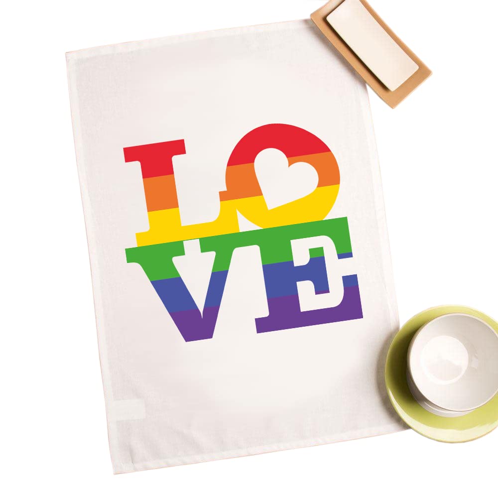 Smartypants Women's White Prime Pride Love Tea Towel - Lgbtq Flag Rainbow Lesbian Gay Pride Transgender Bisexual Men Non-Binary Home Kitchen Accessories Gift Present (White Prime)