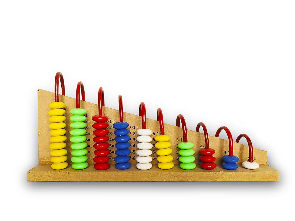 EASYTEACH Wooden Counting, Addition and Subtraction Wooden Abacus | Calculation Shelf for 3+ Years