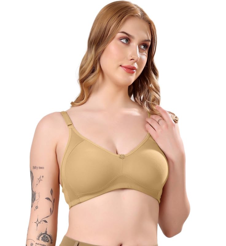 Image of London Hills Regular Bra for Women Everyday Non Padded Wire Free Full Coverage Cotton Blend