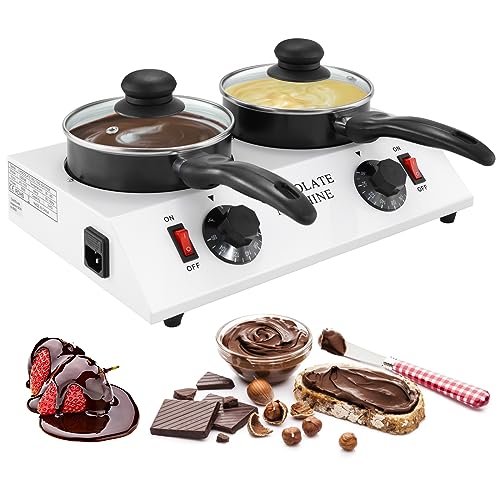 Wichemi Chocolate Melting Pot Chocolate Warmer Chocolate Melter Chocolate Tempering Machine Pot For Home, Commercial Electric Melting For Chocolate, Butter, Cheese, Cream, Candy, Milk (Double Pots)