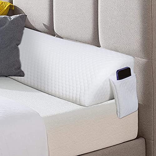 TANYOO Coussin de lit long avec poches latérales, cale de lit pliable, cale de lit, coussin de lecture, pour la distance entre votre matelas et votre tête de lit, taille queen (152 x 20 x 15 cm)