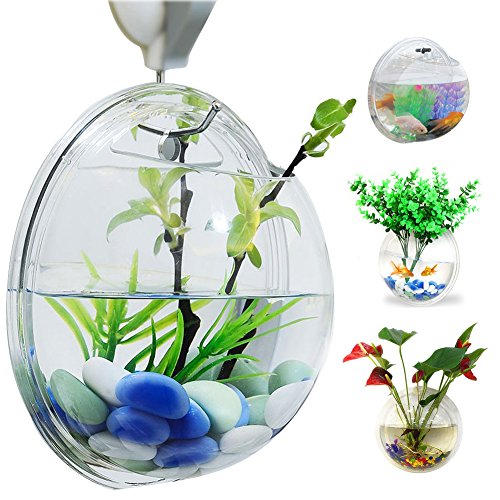Bellagione Wall Hanging Fish Bowl Fish Tank Water Plant Vase Mini Bubble Aquarium for Home Decoration