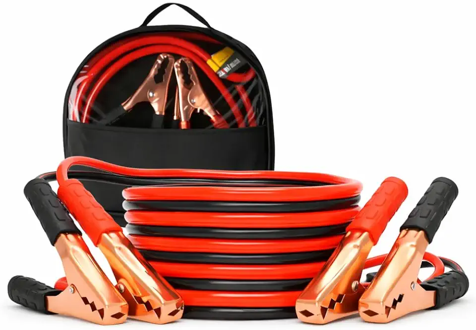 Cabo de Bateria Chupeta Automotivo 10mm 2,5 Metros 800 Amperes com Garras de Aço Cobreado e Bolsa de Transporte Transferência de Carga para Carro Moto Caminhão Vans SUV Emergência Resistente Premium