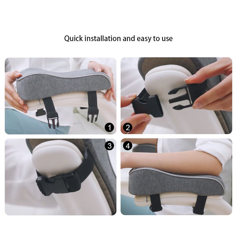 CCXXYGWJ Juego de 2 Cojines ergonómicos para reposabrazos de Espuma viscoelástica para sillas de Oficina, Color Gris, para aliviar la presión de los antebrazos
